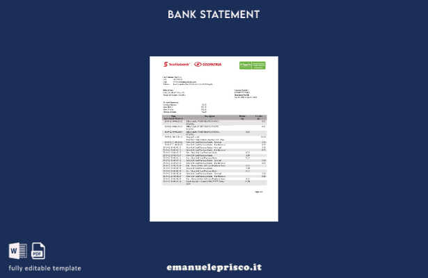 modello word di estratto conto bancario Colombia Scotiabank Colpatria stile veri